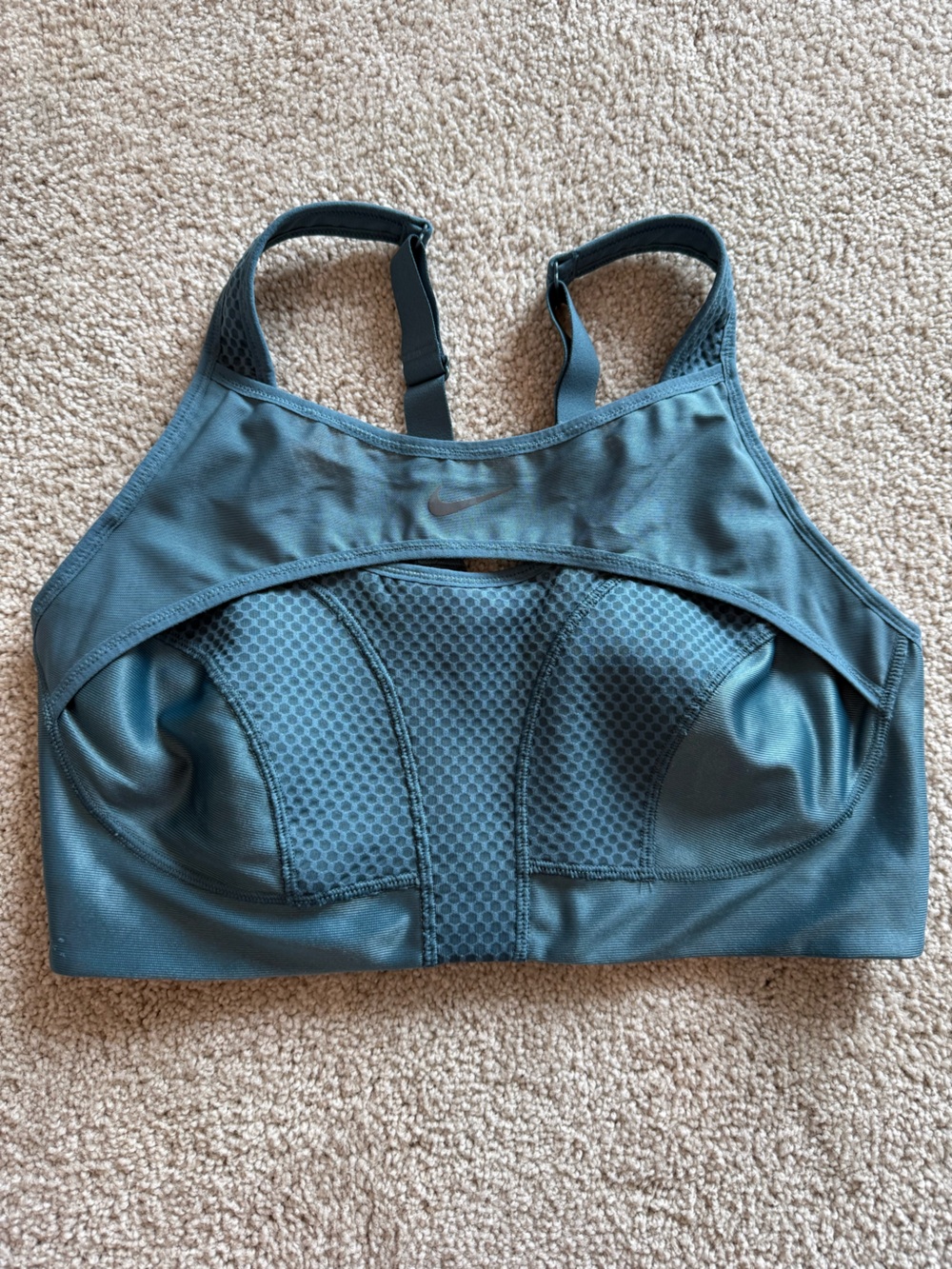 Nike Teal Mesh-Panel Support Sports Bra
